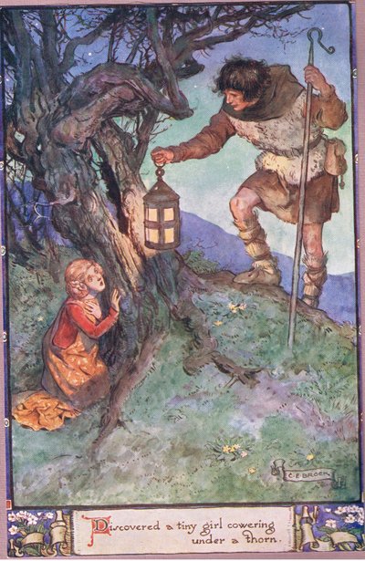 とげの茂みの下で震えている小さな女の子を発見しました。 作： Charles Edmund Brock